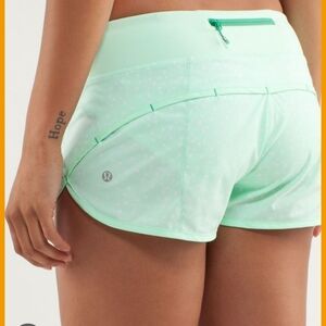 Lululemon Run: Speed Short - Petit Dot Fresh Teal / Fresh Teal * Flaw